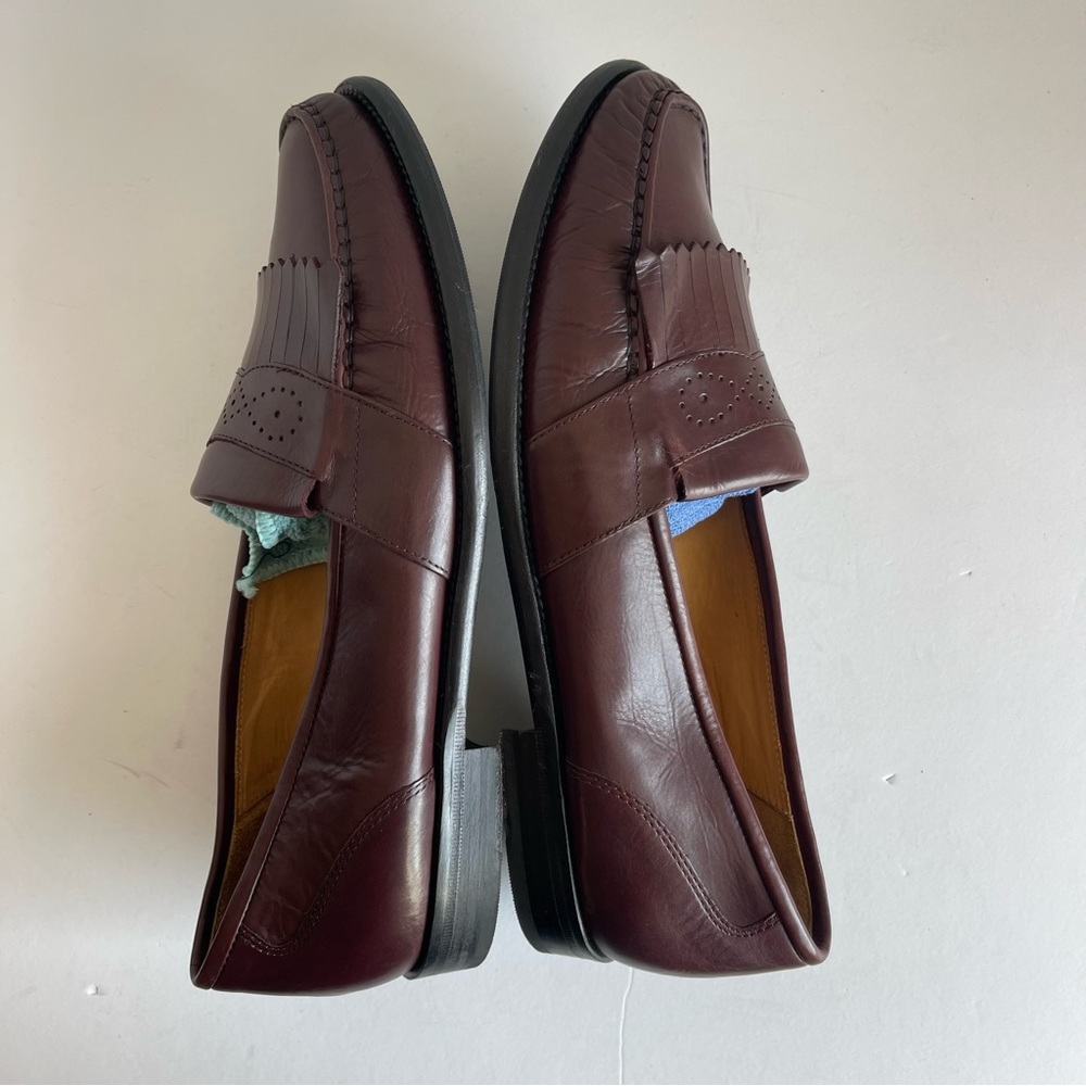 Men's Cole Haan Loafers Dress Shoes Size 10.5 Burgundy Leather Kiltie - Picture 8 of 10